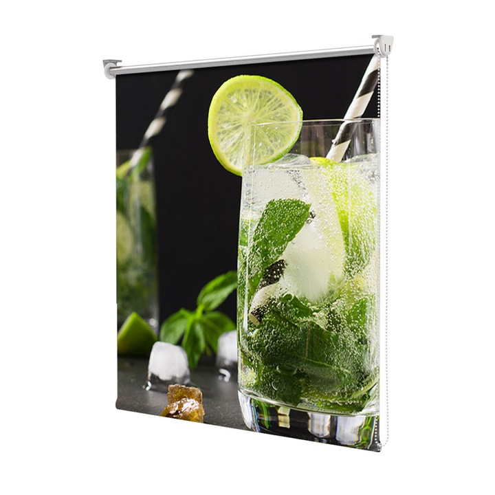 Rolete Art Shade Multicolore tip Jaluzele cu Rulou si sistem inclus Pahar cu pai alb-negru Decoratiuni, Latime 70 cm x Inaltime 190 cm