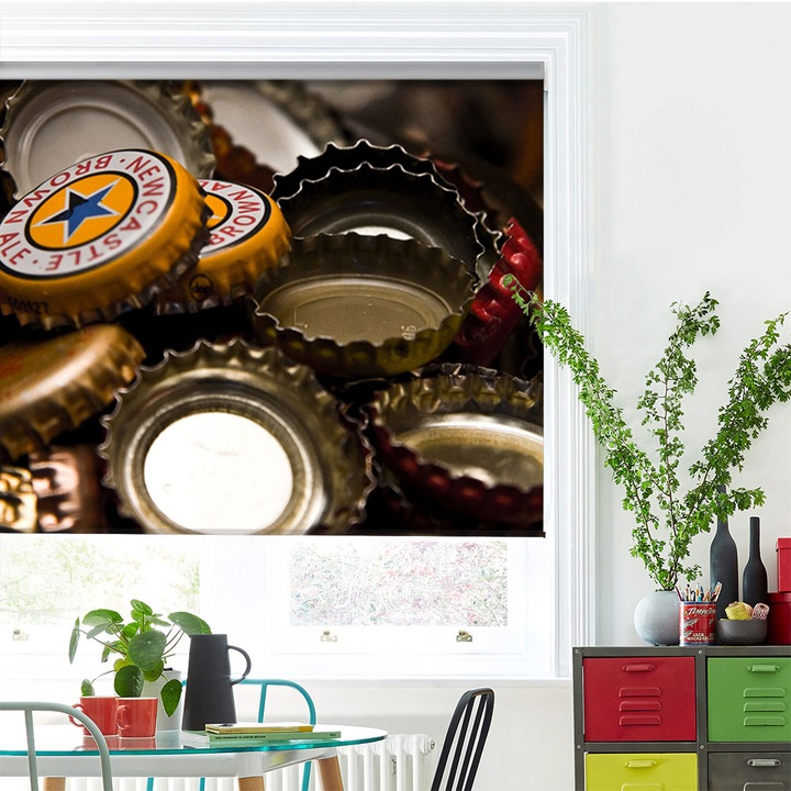 Rolete Art Shade Multicolore tip Jaluzele cu Rulou si sistem inclus Gramada cu capace Decoratiuni, Latime 45 cm x Inaltime 190 cm