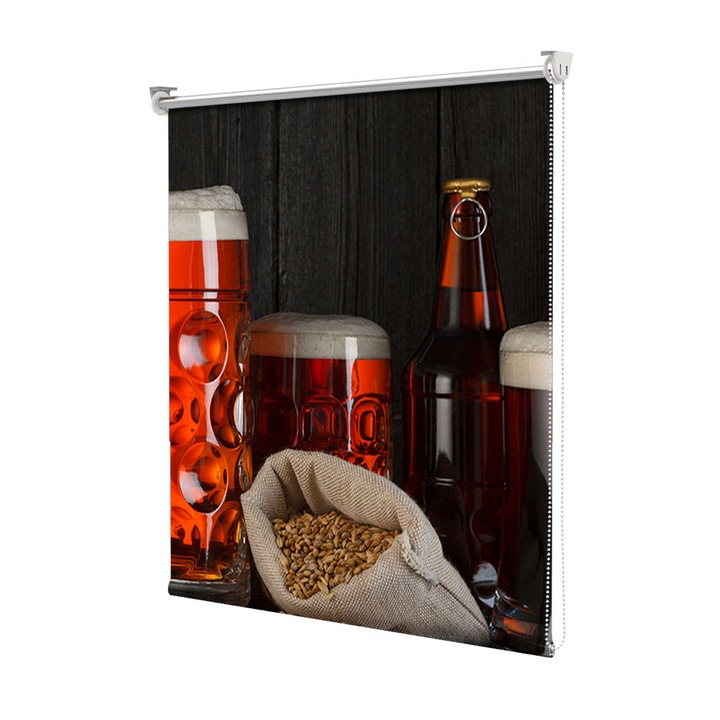 Rolete Art Shade Multicolore tip Jaluzele cu Rulou si sistem inclus Compozitie cu peste uscat si bere Decoratiuni, Latime 55 cm x Inaltime 190 cm