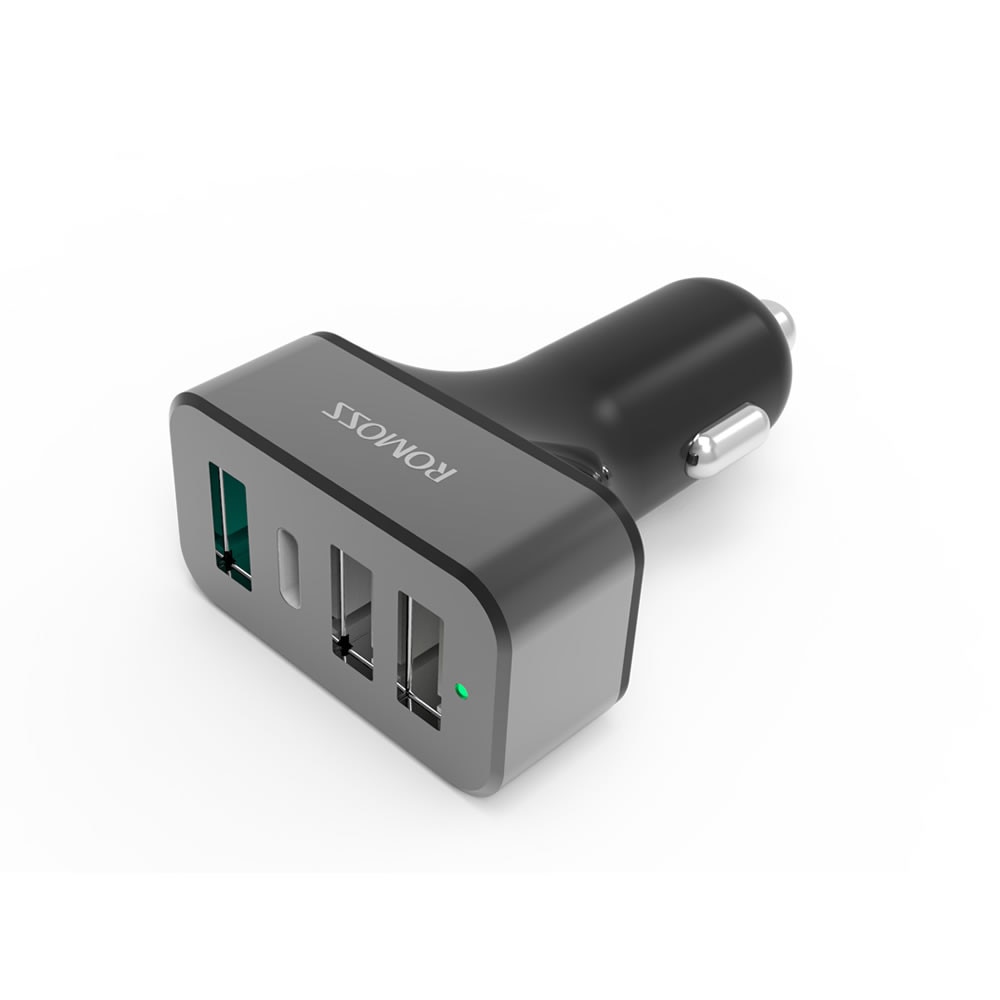 Incarcator auto Romoss Rocket Power Lite AU50Q, 2xUSB , 1xQuickCharge 3.0, 1xType-C, 50W, Negru