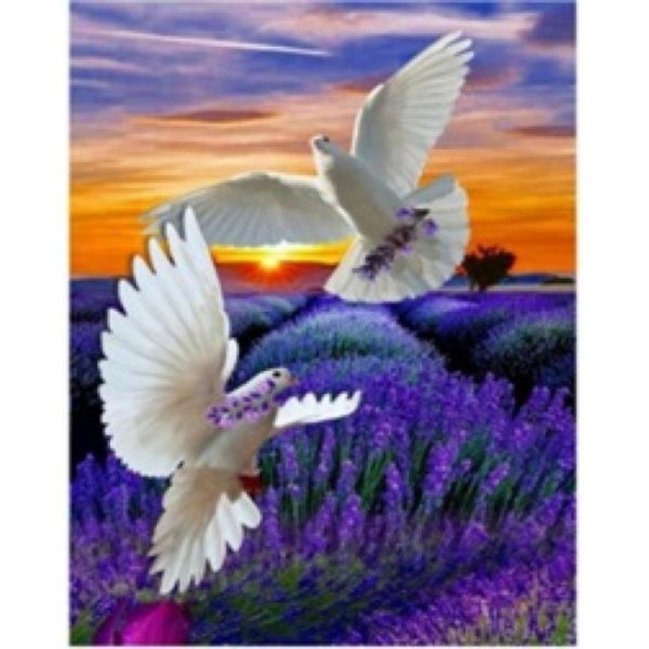 Диамантена мозайка Гълъби над лавандулови поляни ND17_ZB-147068, 30x40см 7012