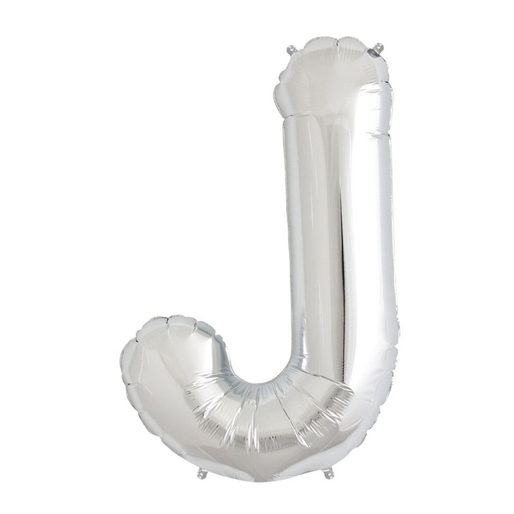 Балон фолио буква J, M IMPORT, 40см, сребрист, пълнене с въздух или хелий