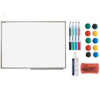 Pachet whiteboard magnetic ACCENTA, 90x120 cm si accesorii: markere, burete, magneti, spray curatare Pachet whiteboard magnetic ACCENTA, 90x120 cm si accesorii: markere, burete, magneti, spray curatare