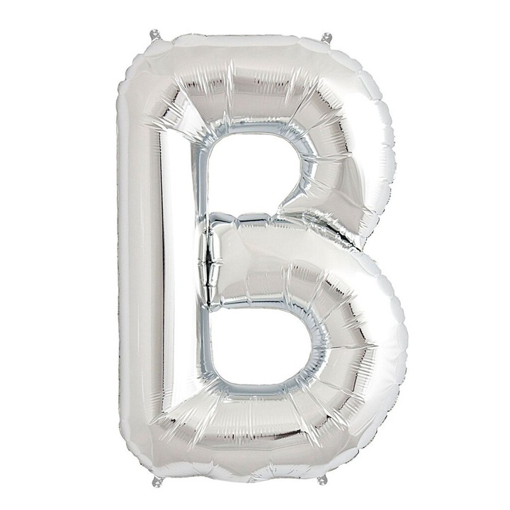 Балон фолио във формата на буква B, M IMPORT, 40см, сребрист, пълнене с въздух или хелий