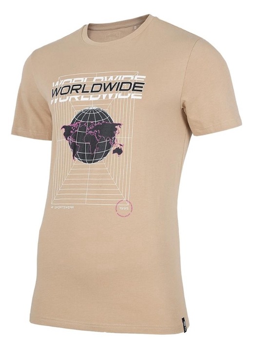 Мъжка тениска Tres, H4Z22 TSM029 82S, памук, бежово, M INTL