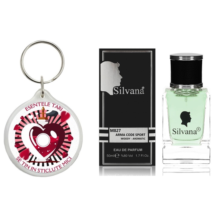 Set Apa de parfum, Arma Code Sport Code Sport Silvana Parfum, 50 ml si breloc Esentele tari se tin in sticlute mici