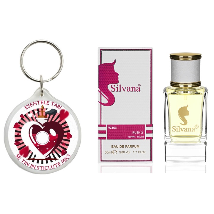 Set Apa de parfum, Rush 2 Silvana Parfum, 50 ml si breloc Esentele tari se tin in sticlute mici