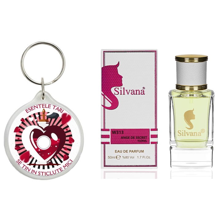 Set Apa de parfum, Ange De Secret Ange Ou Demon Le Secret Silvana Parfum, 50 ml si breloc Esentele tari se tin in sticlute mici