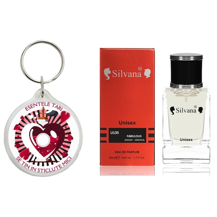 Set Apa de parfum, Fabulous Tom Silvana Parfum, 50 ml si breloc Esentele tari se tin in sticlute mici