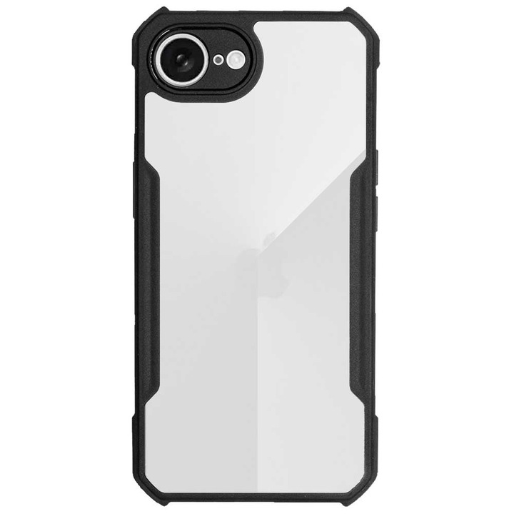 Husa SILKASE pentru iPhone 16e, AntiGravity, AntiShock, negru/transparent