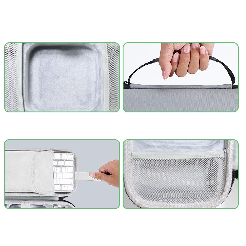 Carcasa de protectie pentru tableta PC, Mac Mini M4/M4pro, stocare pentru tastatura gazda si mouse, EVA, rezistenta la zgarieturi si uzura, rezistenta la impact, alba