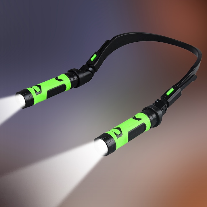 LED фенерче за врат с USB зареждане, 500 лумена, 2 нива на яркост, акумулаторна литиева батерия тип C, лампа за четене, лампа за проверка, с магнит и разглобяем дизайн