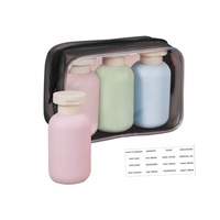 Set 3 recipiente calatorie, 100ml, rezistent la scurgeri, PP/HDPE, cu gentuta, Capac flip, Sticla reincarcabila pentru sampon, gel de dus, Multicolor