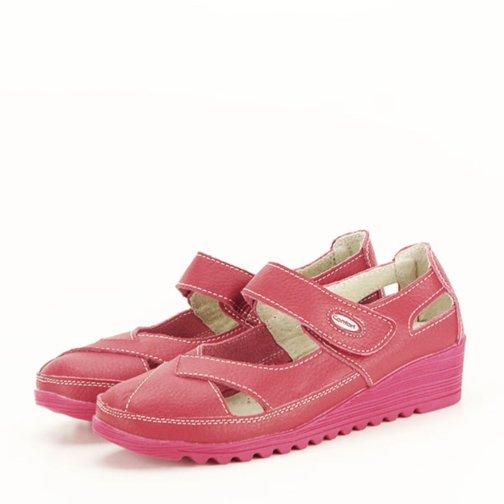 Teo червени балерини от естествена кожа M5 1759, Червен