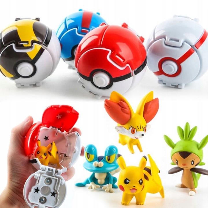 Pokemon játékgolyó készlet, erős és tartós, műanyag, 7 cm, többszínű, 4 db