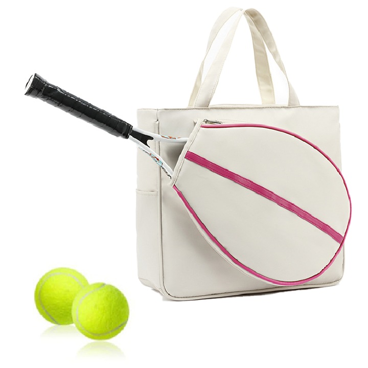 Спортна чанта, за ракети за бадминтон, ракета за тенис, голяма вместимост, водоустойчива, 40x40x13см, бяла
