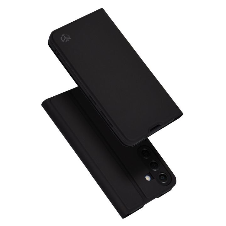 Husa telefon Techsuit Flip cover Negru, pentru Samsung Galaxy S25, Piele ecologica, Policarbonat