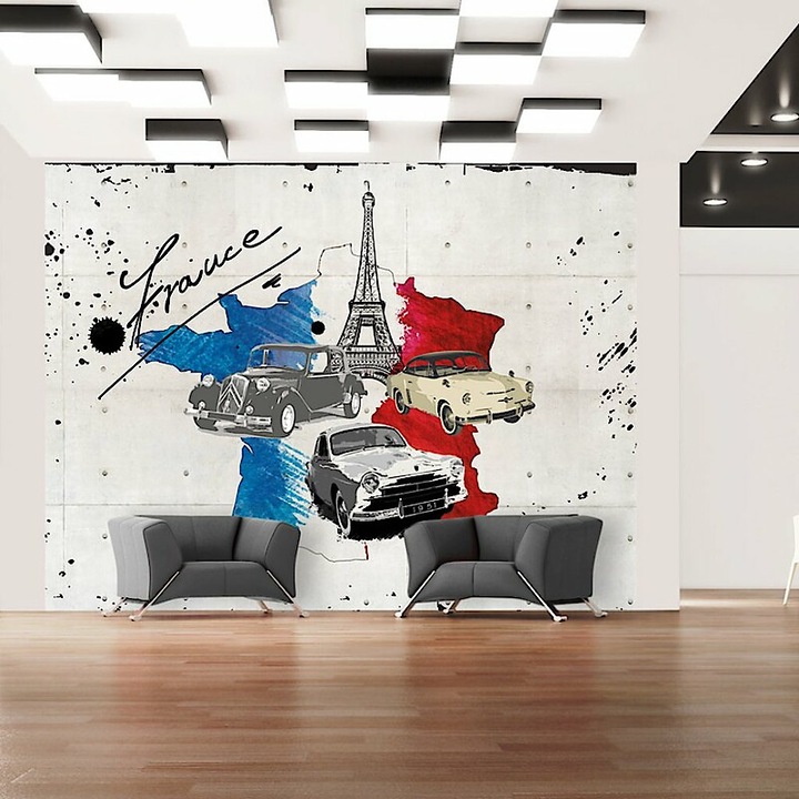 Fotótapéta - Franciaország térképe autókkal 350x270