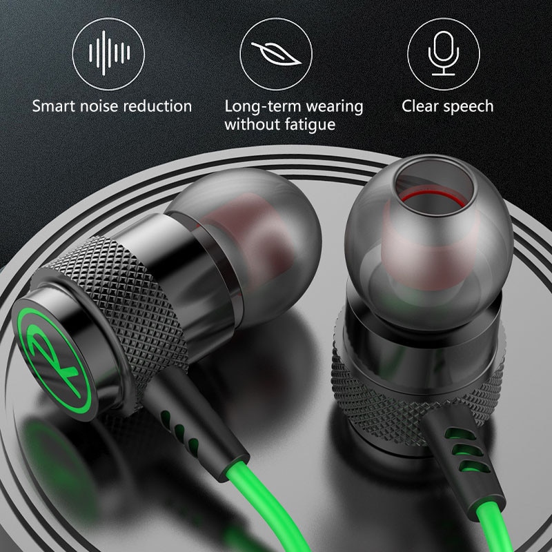 Casti In-Ear, KINSI, Comenzi pe fir pentru apeluri/volum, Design Ergonomic si Confortabil, lungime 1.2m, Type-C, Verde