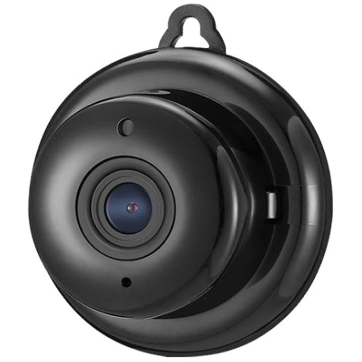 Мини скрита камера с инфрачервен WiFi, SINBINTA, HD 1080P, 24-часови видео функции, нощно виждане, поддържа 64G карта памет, ъгъл на видимост 166°, V380, модерен дизайн, преносима, за видеонаблюдение, ABS, 4.2x5.8 см, черна