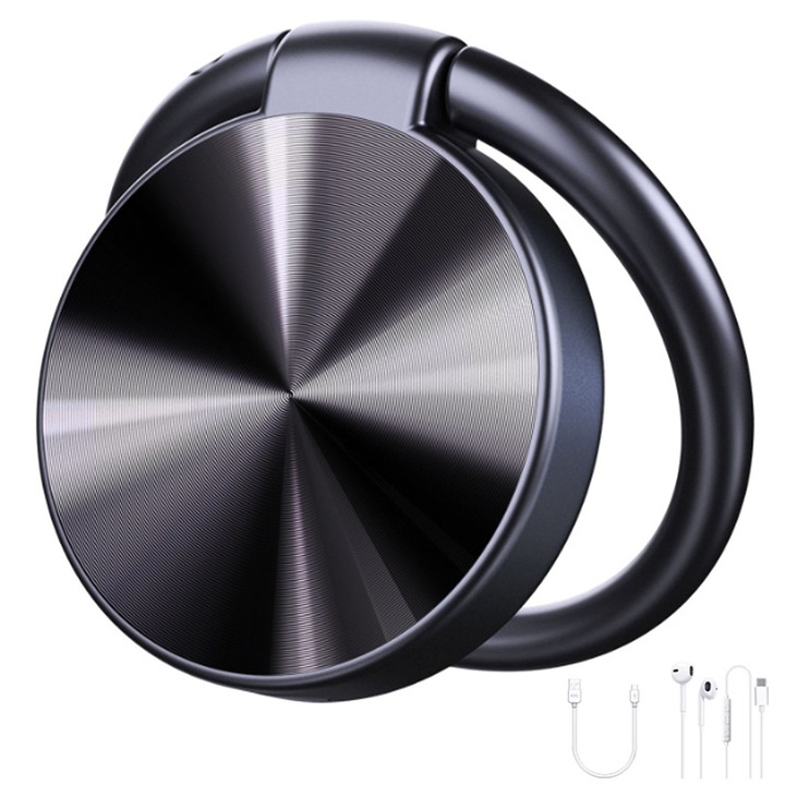 Mini Reportofon Spion Breloc Activat Vocal, SINBINTA, Memorie 8 GB inclusa, Eliminare sunete fundal, 120mAh, Inregistreaza 24 de ore, Portabil, Pentru interviu, sedinta, curs si curs, Aliaj, 43.6x43.6x9.2mm, Negru