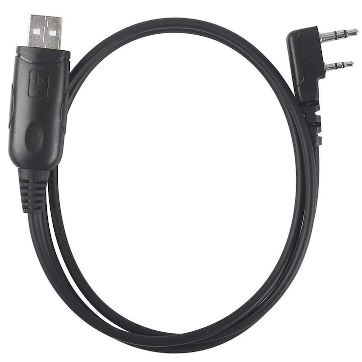Cablu Programare Statii Portabile, Baofeng, Puxing, Kenwood, Wouxun, SINBINTA, Compatibil cu statii radio cu mufa tip k, Stabilitate ridicata, Plug and Play, Portabil, Pentru Walkie Talkie, PVC/Cupre, 1m, Negru