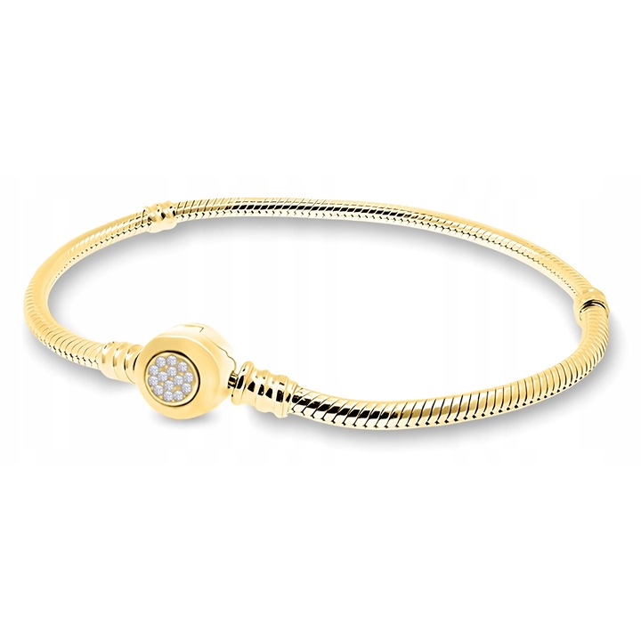 Bratara Dama, Larezo, Argint Veritabil 925, Lungime, Greutate Antialergic, Lustruit Manual, Pentru Femei, Fara Nichel, Decorat Cu Cristale Zirconiu, Aspect Lucios, Set Cu Cutie Cadou Si Certificat De Calitate, Auriu, One-Size