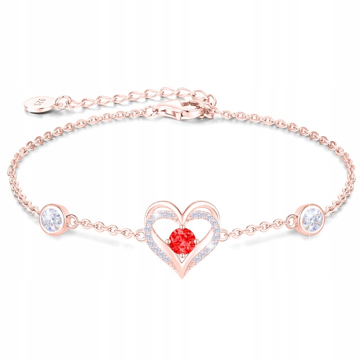 Bratara Dama, Larezo, Argint Veritabil 925, Lungime 20 cm, Greutate 2.2 g, Antialergic, Lustruit Manual, Pentru Femei, Fara Nichel, Decorat Cu Cristale Zirconiu, Aspect Lucios, Set Cu Cutie Cadou Si Certificat De Calitate, BR010-R, Auriu