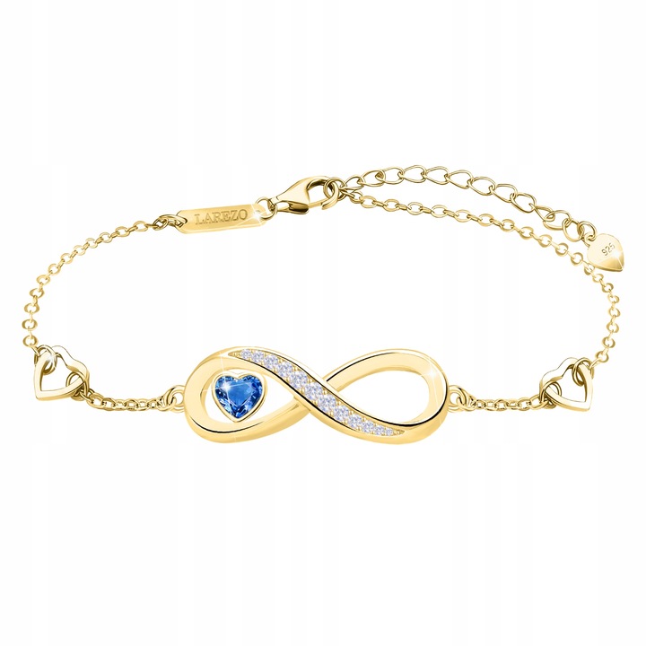 Bratara Dama, Larezo, Argint Veritabil 925, Lungime 20 cm, Greutate 2.1 g, Antialergic, Lustruit Manual, Pentru Femei, Fara Nichel, Decorat Cu Cristale Zirconiu, Aspect Lucios, Set Cu Cutie Cadou Si Certificat De Calitate, BR001-Z, Auriu