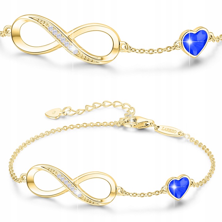 Bratara Dama, Larezo, Argint Veritabil 925, Lungime 20 cm, Greutate 2 g, Antialergic, Lustruit Manual, Pentru Femei, Fara Nichel, Decorat Cu Cristale Zirconiu, Aspect Lucios, Set Cu Cutie Cadou Si Certificat De Calitate, BR006-Z, Auriu