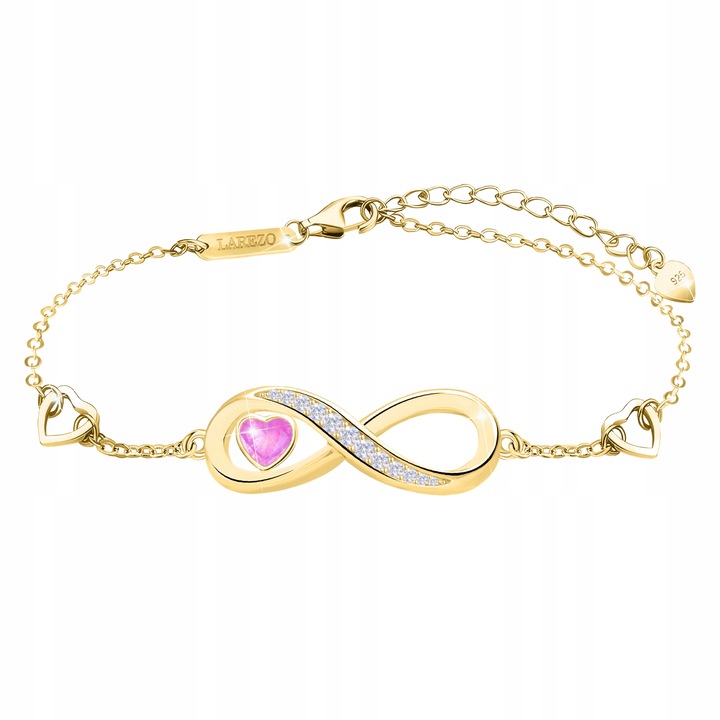 Bratara Dama, Larezo, Argint Veritabil 925, Lungime 20 cm, Greutate 2.1 g, Antialergic, Lustruit Manual, Pentru Femei, Fara Nichel, Decorat Cu Cristale Zirconiu, Aspect Lucios, Set Cu Cutie Cadou Si Certificat De Calitate, BR004-Z, Auriu