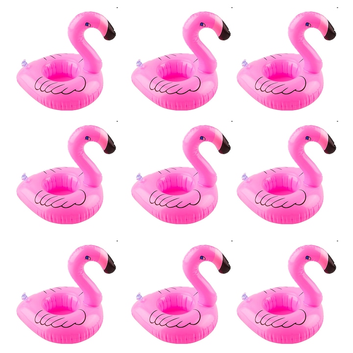 9 darabos medenceital-tartó készlet, Flamingo, 3 színben