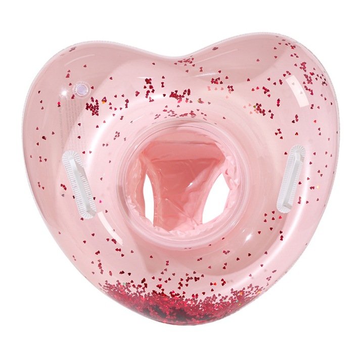 Inel de inot bebelus, suport de inot, PVC，Roz, in forma de inima，1 pana la 4s