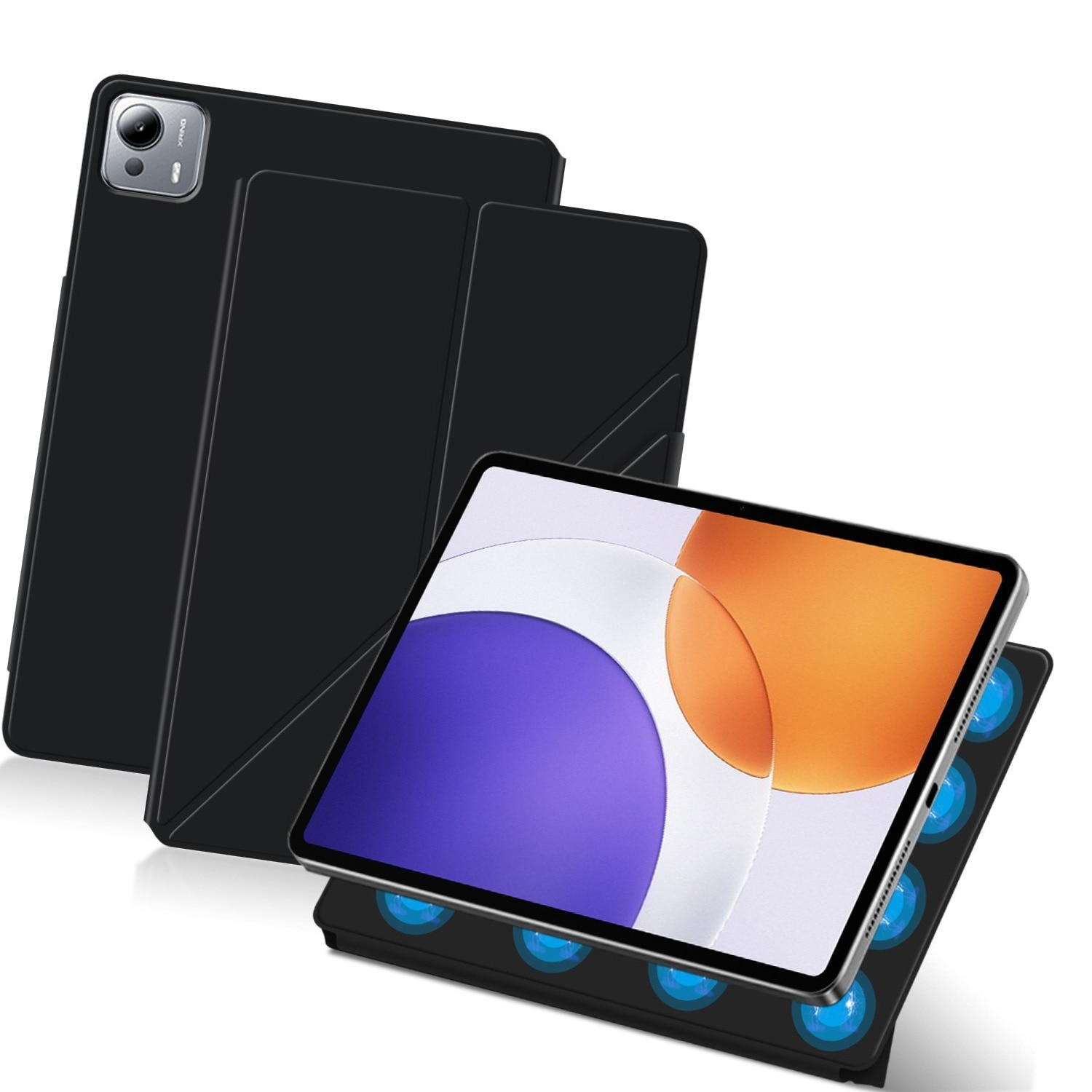 Husa de protectie pentru Xiaomi Pro Cover pentru Pad 6S, Material din piele, anti picatura, fixare magnetica, functie de trezire somn, suport multi unghi, 12,4 inch, negru
