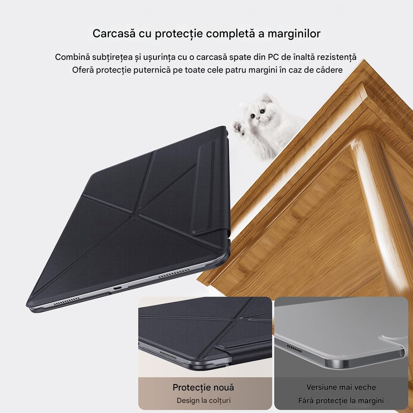 Husa de protectie pentru Xiaomi Pro Cover pentru Pad 6S, Material din piele, anti picatura, fixare magnetica, functie de trezire somn, suport multi unghi, 12,4 inch, negru