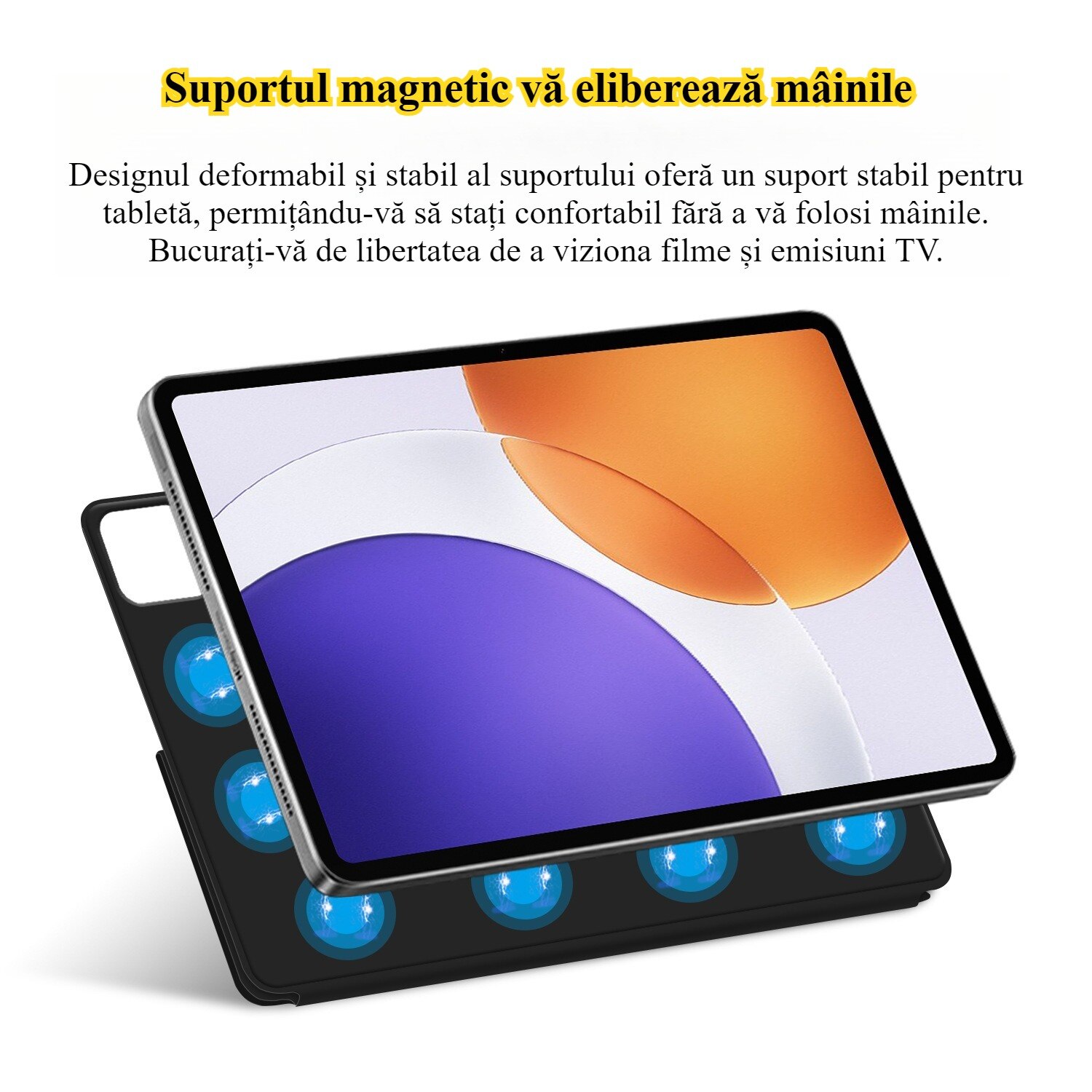 Husa de protectie pentru Xiaomi Pro Cover pentru Pad 6S, Material din piele, anti picatura, fixare magnetica, functie de trezire somn, suport multi unghi, 12,4 inch, negru