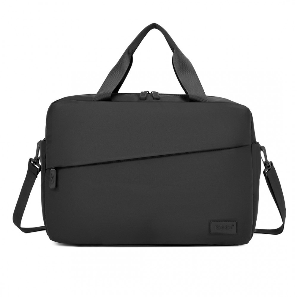 Geanta pentru laptop 15.6 inch, rezistenta la stropi de apa, sistem fixare pe valiza, 2 compartimente, KONO, TVK2444, Negru