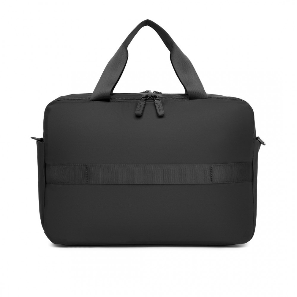 Geanta pentru laptop 15.6 inch, rezistenta la stropi de apa, sistem fixare pe valiza, 2 compartimente, KONO, TVK2444, Negru