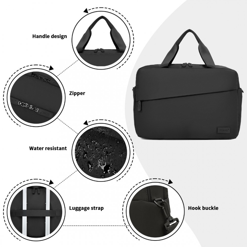Geanta pentru laptop 15.6 inch, rezistenta la stropi de apa, sistem fixare pe valiza, 2 compartimente, KONO, TVK2444, Negru