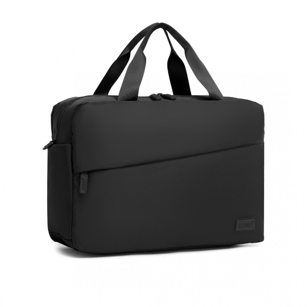 Geanta pentru laptop 15.6 inch, rezistenta la stropi de apa, sistem fixare pe valiza, 2 compartimente, KONO, TVK2444, Negru