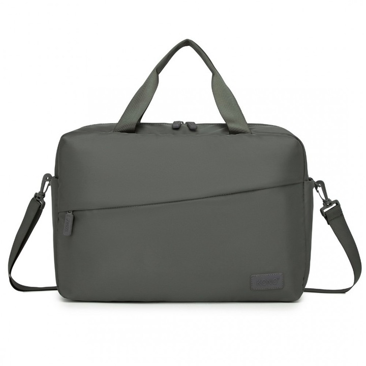 Geanta pentru laptop 15.6 inch, rezistenta la stropi de apa, sistem fixare pe valiza, 2 compartimente, KONO, TVK2444, Gri