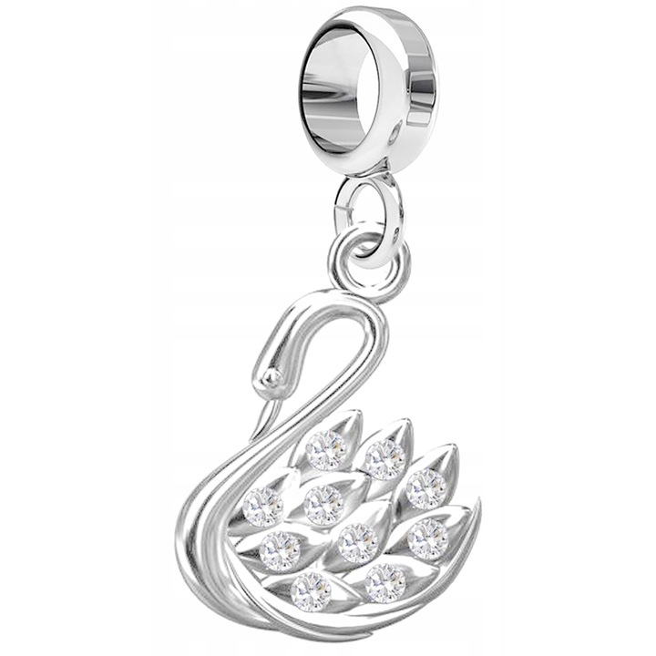 Talisman, Larezo, Agatat Charms Swan, Argint 925, Pentru Femei, 30 mm, 1 X Pandantiv, 1 X Cutie Bijuterie Premimum, Argintiu