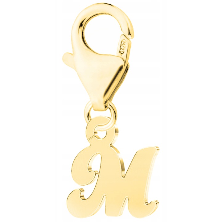 Talisman, Larezo, Pandantiv suspendat din aur litera M, Argint 925, Pentru Femei, 20 mm, 1 X Pandantiv, 1 X Cutie Bijuterie Premimum, Auriu