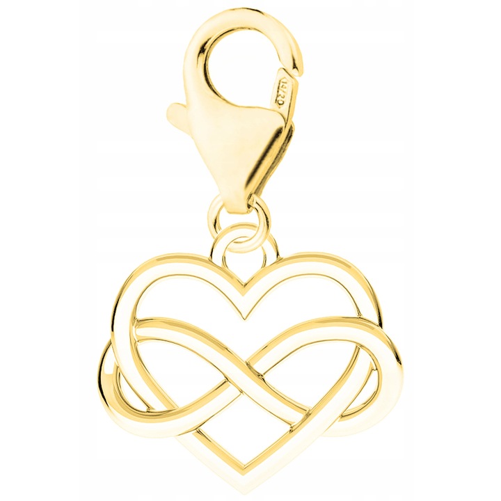 Talisman, Larezo, Pandantiv de aur Hanging Heart, Argint 925, Pentru Femei, 23 mm, 1 X Pandantiv, 1 X Cutie Bijuterie Premimum, Auriu