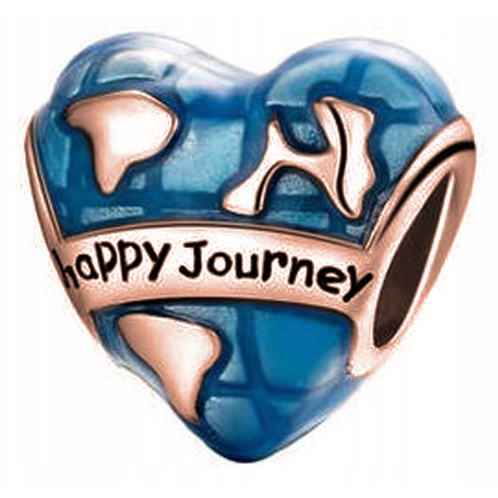 Talisman, Larezo, Charms inima calatorie pamant, Argint 925, Pentru Femei, 1 X Pandantiv, 1 X Cutie Bijuterie Premimum, Auriu