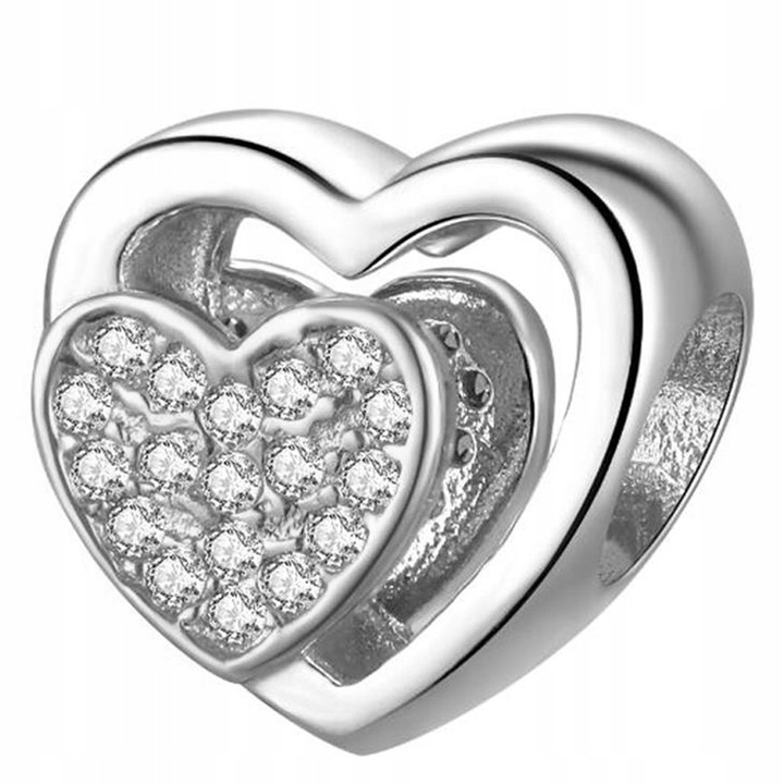 Talisman, Larezo, Charms Inima Zirconia, Argint 925, Pentru Femei, 1 X Pandantiv, 1 X Cutie Bijuterie Premimum, Argintiu