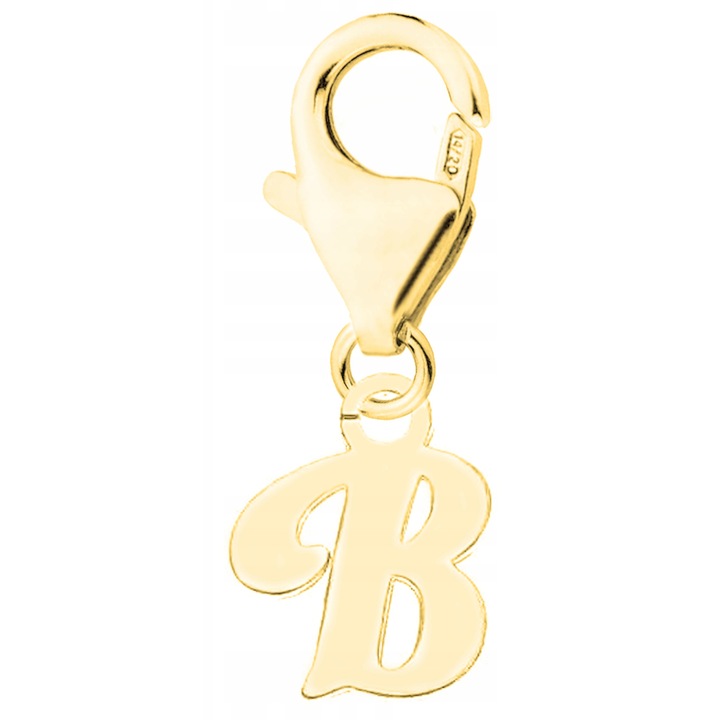 Talisman, Larezo, Scrisoarea B, Argint 925, Pentru Femei, 20 mm, 1 X Pandantiv, 1 X Cutie Bijuterie Premimum, Auriu