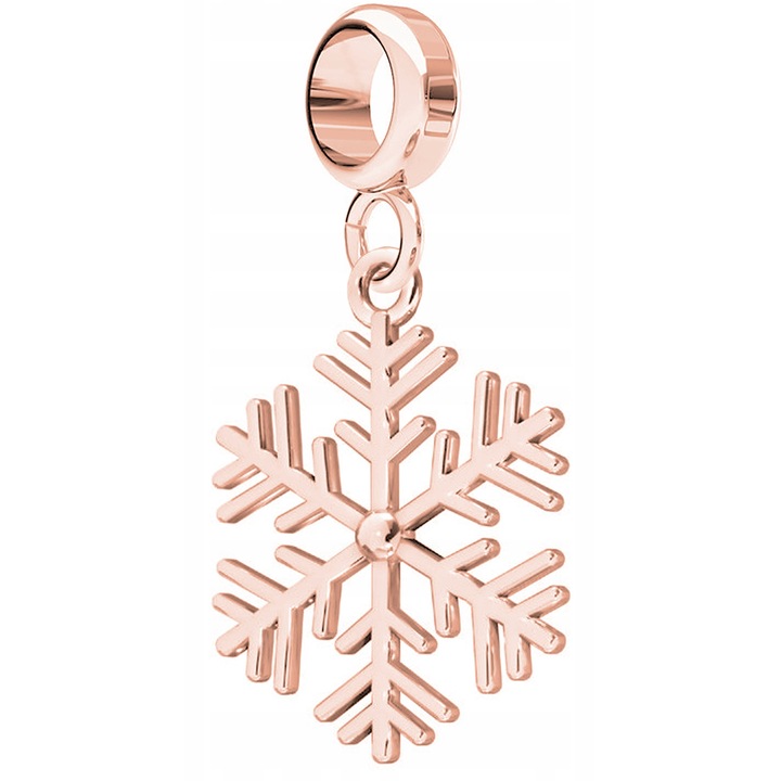 Talisman, Larezo, Charms fulg de nea, Argint 925, Pentru Femei, 28 mm, 1 X Pandantiv, 1 X Cutie Bijuterie Premimum, Auriu