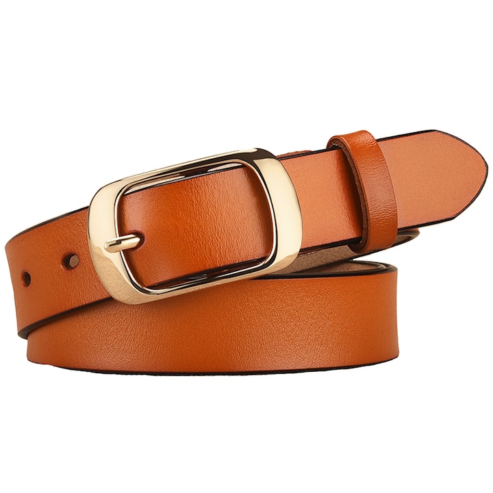 Női öv, Hggzeg, Bőr övek nőknek, 115x2,8 cm, 87-93 cm derékbőségre alkalmas, Klasszikus modell, Nadrághoz, ruhához, kabáthoz alkalmas, Ekobőr/fém, Khaki