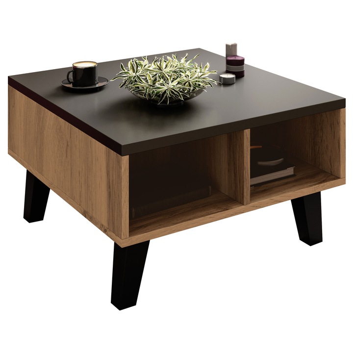 Masuta Sanna 60, MIRJAN24, wotan + negru, 60x60x35 cm